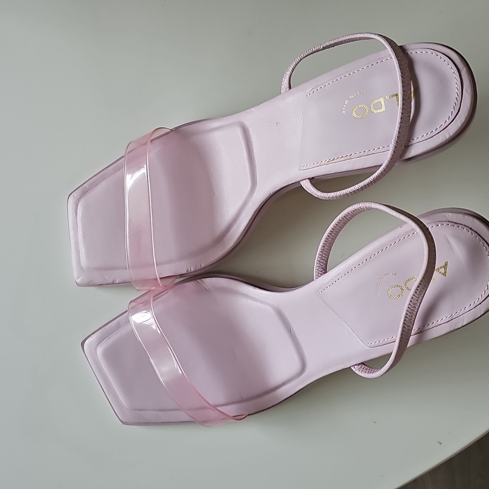 Aldo Light Pink Square-Toe Slingback Heeled Sandals - Picture 11 of 11
